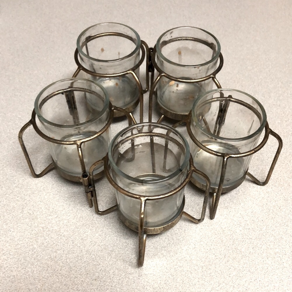 🖤Vintage MCM Mid Century Modern Movable Brass Glass Votive Holder Home Goods🖤 - Picture 1 of 7